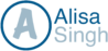 Blue logo of Alisa Singh, Business Organization for artists